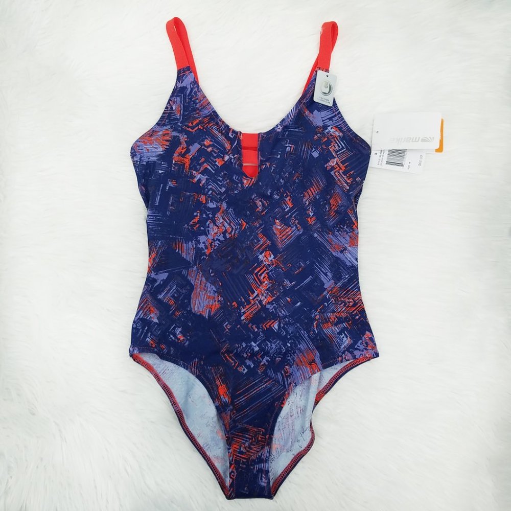 NWT Marika Swimsuit One Piece M Orange Purple New Summer Swim Bathing Suit